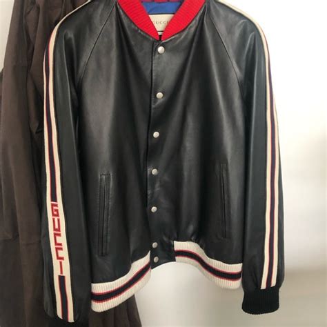 gucci hollywood leather jacket patch|gucci original leather jacket.